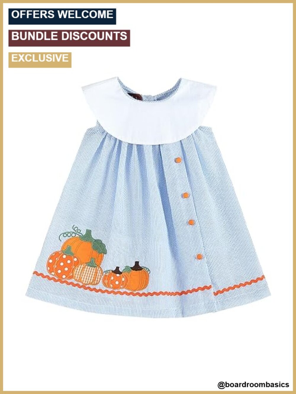 Girls Pumpkin Seersucker Dress Cotton Applique Thanksgiving Toddler